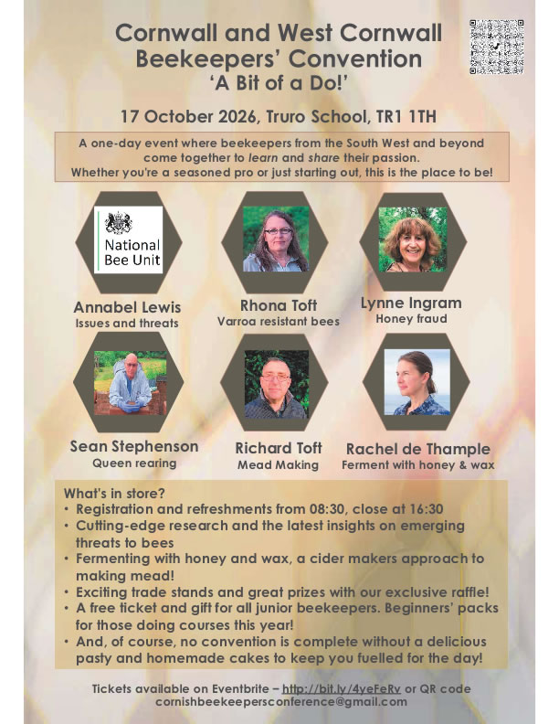 Cornwall and West Cornwall beekeepers convention 2026 poster